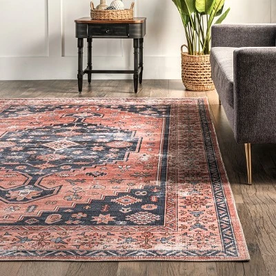 NuLOOM Medallion Bordered Machine Washable Area Rug - Image 7