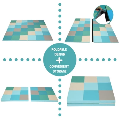 Costway 58'' Toddler Foam Play Mat Baby Folding Activity Floor Mat Home Daycare School - Image 8