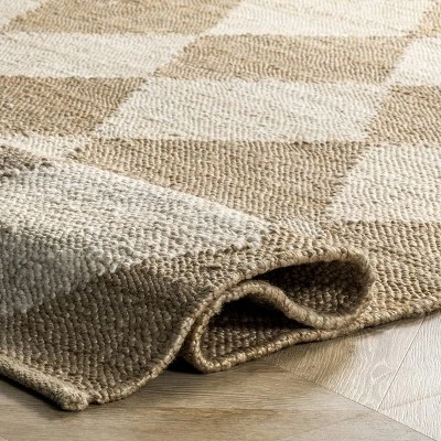 Arvin Olano X RugsUSA - Louie Diamond Checkerboard Jute Area Rug - Image 3