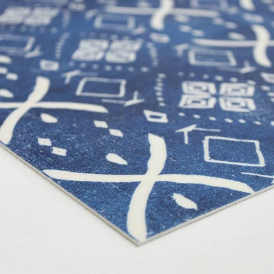 Tempaper 4' Mudcloth Round Indoor/Outdoor Vinyl Floor Rug - Image 2