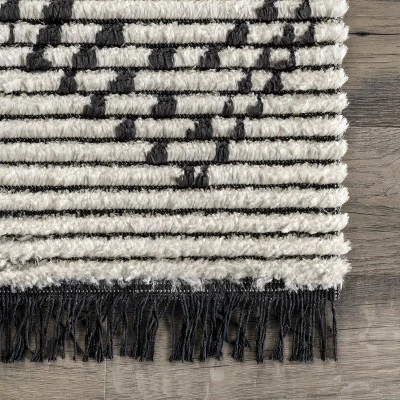NuLOOM Jaycee Abstract Soft Shaggy Textured Fringe Area Rug - Image 4