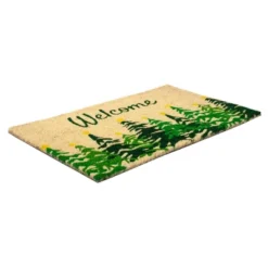 1'4" X 2'4" Winter Fir Trees Indoor/Outdoor Coir Doormat Green/Yellow - Entryways