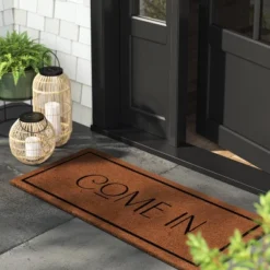 1'8"x4' 'Come In' Coir Doormat Natural - Thresholdâ„¢