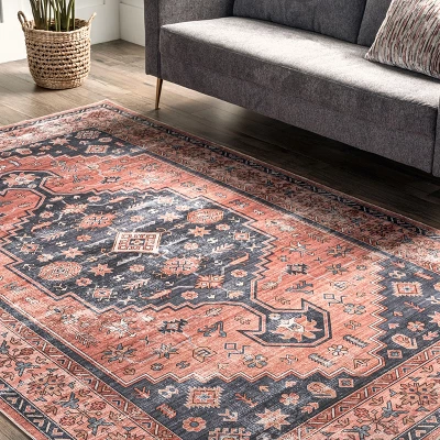 NuLOOM Medallion Bordered Machine Washable Area Rug - Image 8