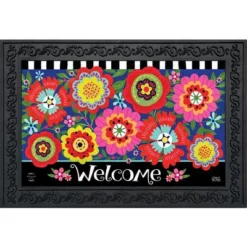 Briarwood Lane Bright Blooms Spring Doormat Welcome Floral Primitive Indoor Outdoor 30" X 18"