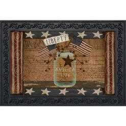 Briarwood Lane Liberty Primitive Doormat Indoor Outdoor Patriotic Holiday Mason Jar 30" X 18"