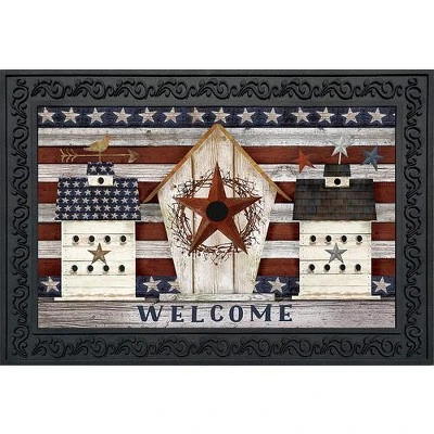 Rustic American Birdhouse Primitive Doormat Welcome Patriotic 30" X 18" Briarwood Lane