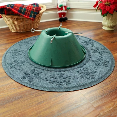 3' Aqua Shield Snowflake Tree Skirt Round Mat Bluestone - Bungalow Flooring - Image 2