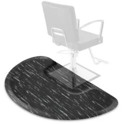 Saloniture 3 Ft. X 5 Ft. Barber & Salon Floor Mat For Square Chair Base - 1/2 In. Thick Semi-Circle Anti-Fatigue Stylist Station Mat