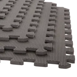 Fleming Supply Cushioned Nonslip Interlocking Foam Floor Tiles – 24" X 24" X 0.375", Gray, 6-pack