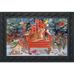 Snow Day Gathering Winter Doormat Chair Indoor / Outdoor 30" X 18" Briarwood Lane