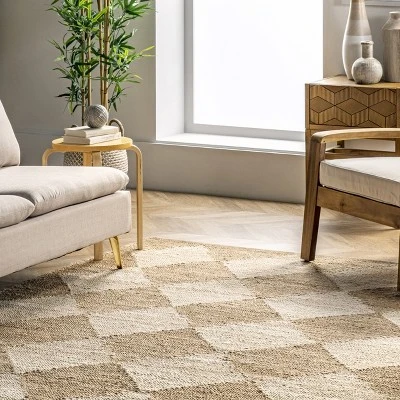 Arvin Olano X RugsUSA - Louie Diamond Checkerboard Jute Area Rug - Image 8