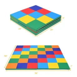 Costway 58'' Toddler Foam Play Mat Baby Folding Activity Floor Mat Home School Daycare